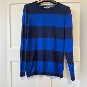 Old Navy, Navy/Royal striped, Cotton Crewneck Sweater, w/ Details, Size Small